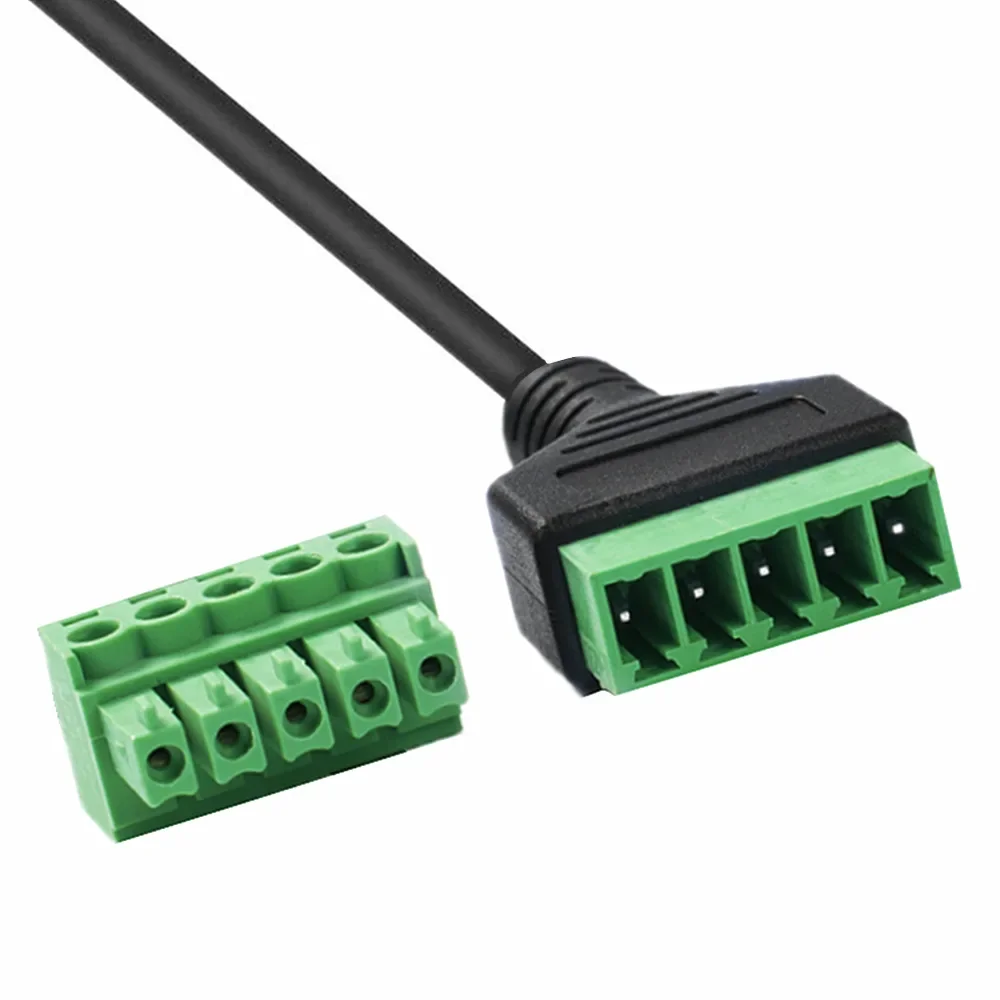 S-Video 8P Screw Terminal Block Connector Cable Male To 5Pin Way Female Bolt Screw with Shield Terminals Pluggable Type Adapter