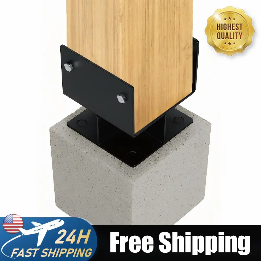 

4pcs Wet Concrete Fence Post Holder U-Shaped 6x6 Fence Post Holder Bracket Inner Size 5.5inx5.5in for Pavilion Railing Support
