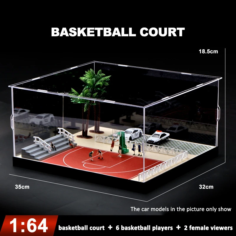 1/64 Convenience Store Model Scene with Lights and Basketball Court Miniature Scene without Lights Scene Decoration Collect Gift