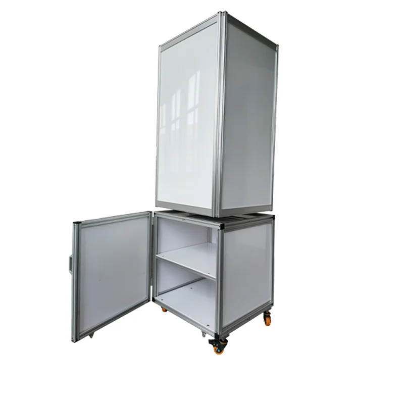 

With storage cabinet, aluminum bracket four-sided rotating magnetic whiteboard