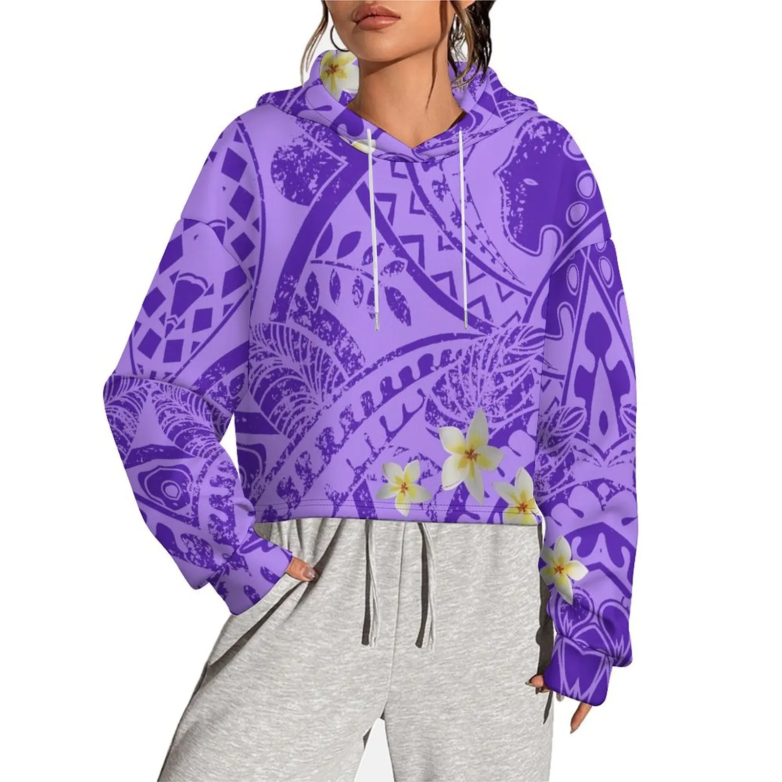 New Design 1 MOQ Custom Print Logo Polynesian Design Oversized Women Hoodies  Hooded Sweatshirts Pullover