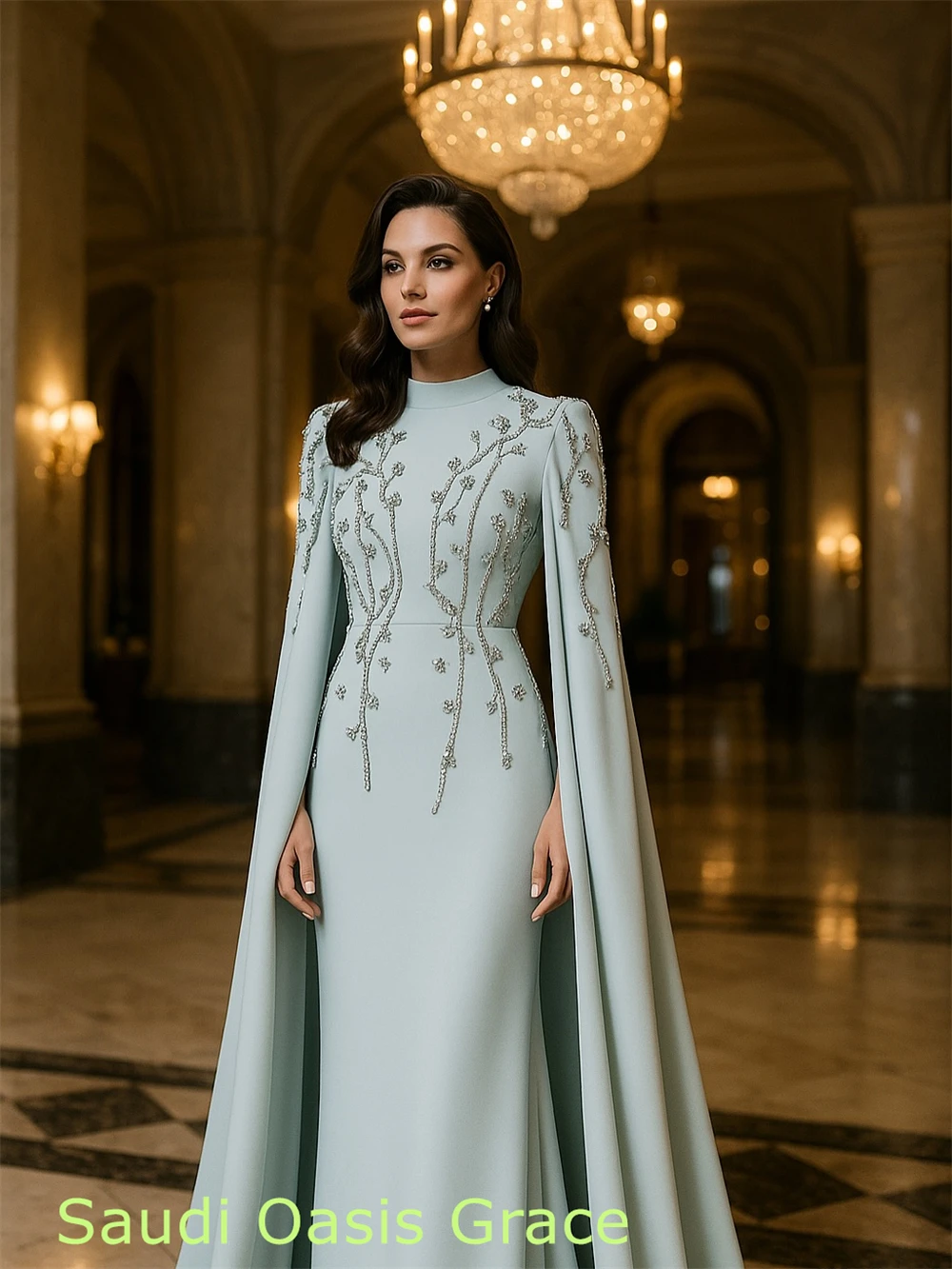 تخصيص رائعة الأزرق جيرسي مساء اللباس أزياء طاقم الرقبة طويلة الأكمام حزب اللباس جودة عالية مستقيم فساتين المشاهير