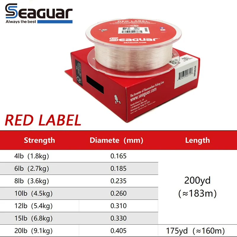 Seaguar Red Label Fluorocarbon 100% Japan Original Shock Leader Fishing Line Fluorocarbon Leader Line Monofilament Carp Wire