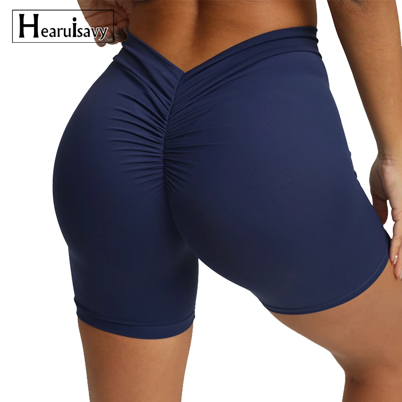 Sexy V Back Scrunch Yoga Shorts Gym Shorts Women Fitness Push Up Sports Leggings Women Running High Waist Workout Shorts Female