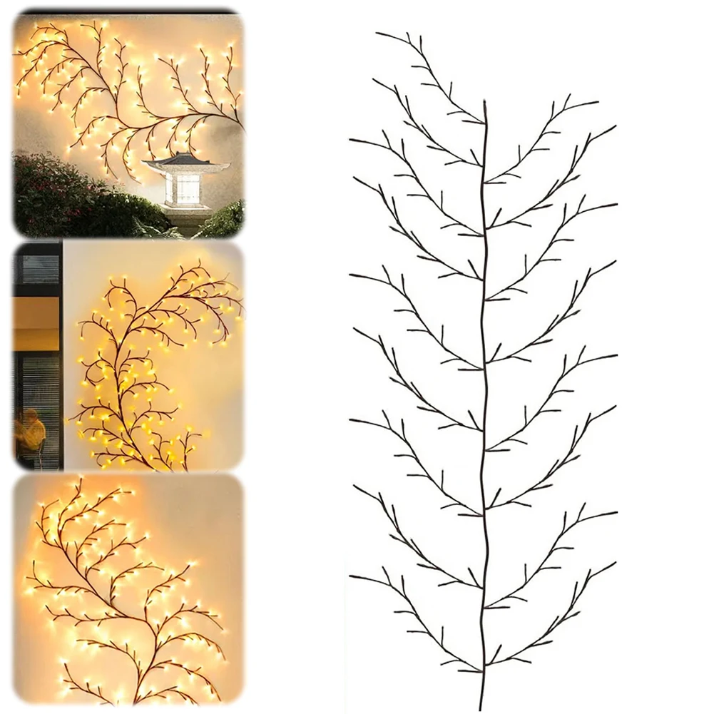 72/96/144 LED Solar Willow Vine Light 8 Light Modes Tree Branches Light Willow Vine Fairy Light for Outdoor Wall Porch Garden