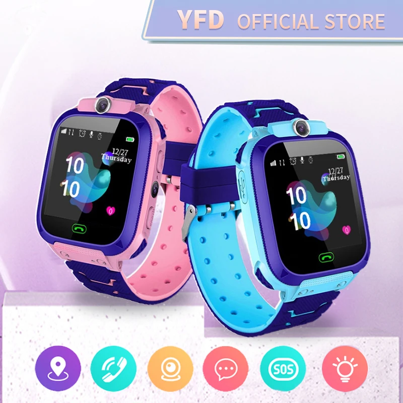 Kids Smart Watch Voice Call SOS IP67 Children Smartwatch Camera Sim Card Monitor Tracker Location Phone Gifts