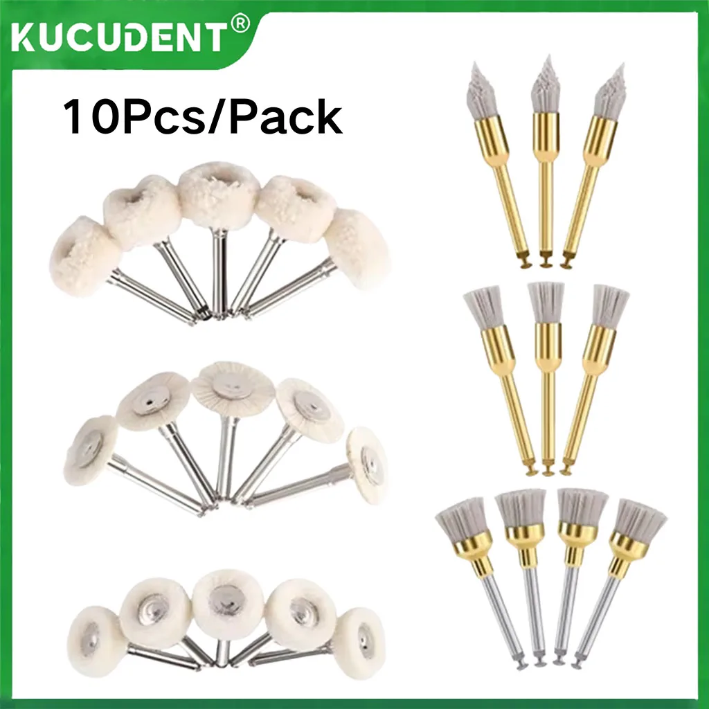 

10Pcs Dental Polishing Brush Felt Wheel Wool Cotton Polishers for Low Speed Contra Angle Handpiece 2.35mm Dentist Rotary Tools