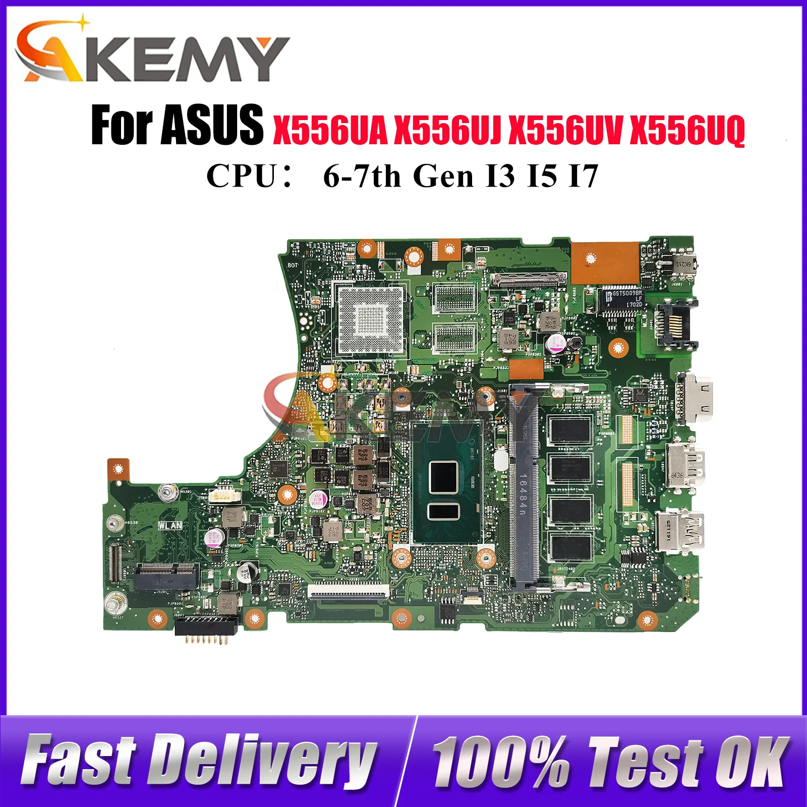 

X556UA Laptop Motherboard For ASUS R558U X556URK X556U VM591U X556UJ FL5900U X556UQ X556UQK X556UV X556UF Mainboard I3 I5 I7 CPU