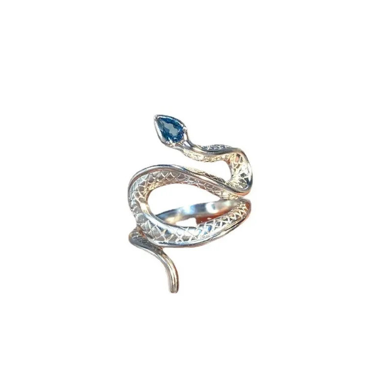 1 Piece Women Fashion Snake Crystal Personality Open Adjustable Finger Ring Animal Couple Rings Men Jewelry