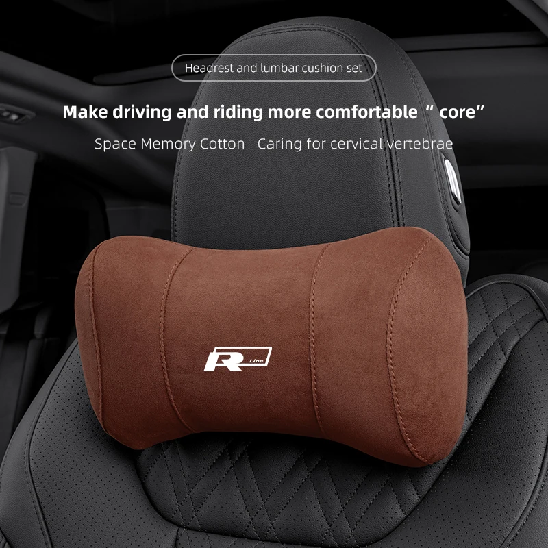 Car Suede Headrest Suede Memory Cotton Neck Pillow For Volkswagen Golf Amarok T5 Phaeton Passat b6 Teramont Polo Car Accessories