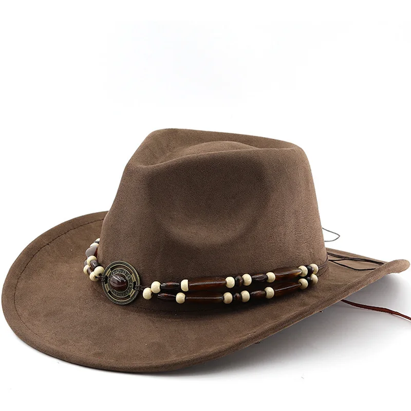 Western Cowboy Felt Tibetan Style Top Brown Turquoise Accessories, Autumn And Winter Jazz Hat, New Suede Hat
