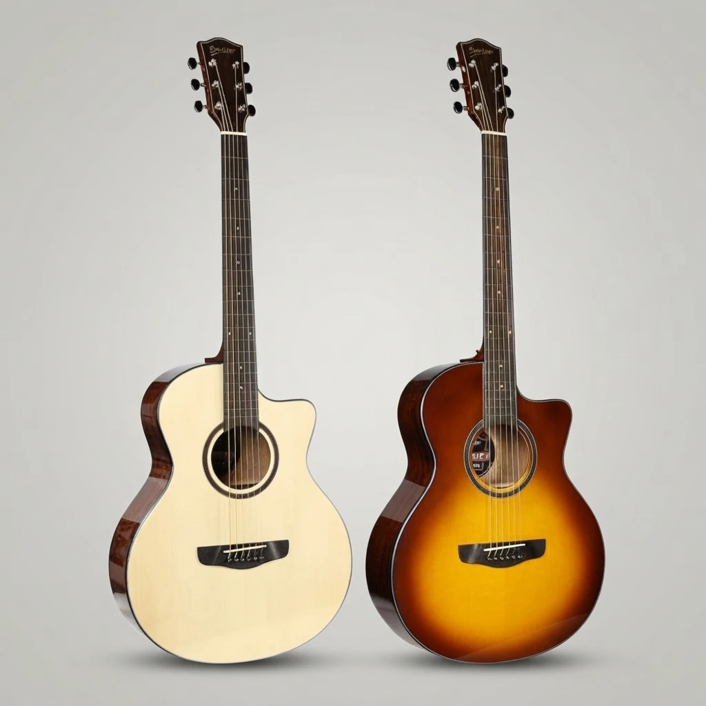 Gloss Cutaway Acoustic Folk Guitar 6‑String Multi‑Color Steel‑String Instrument for Beginner Intermediate Musicians Practice