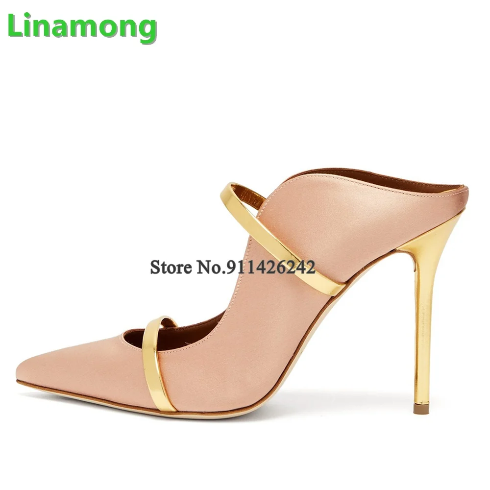 

Slik And Satin Fabric Slingback Pumps For Female Women Thin High Heel Pointed Toe Size 34-46 Fashion Solid Elegant Mules Shoes