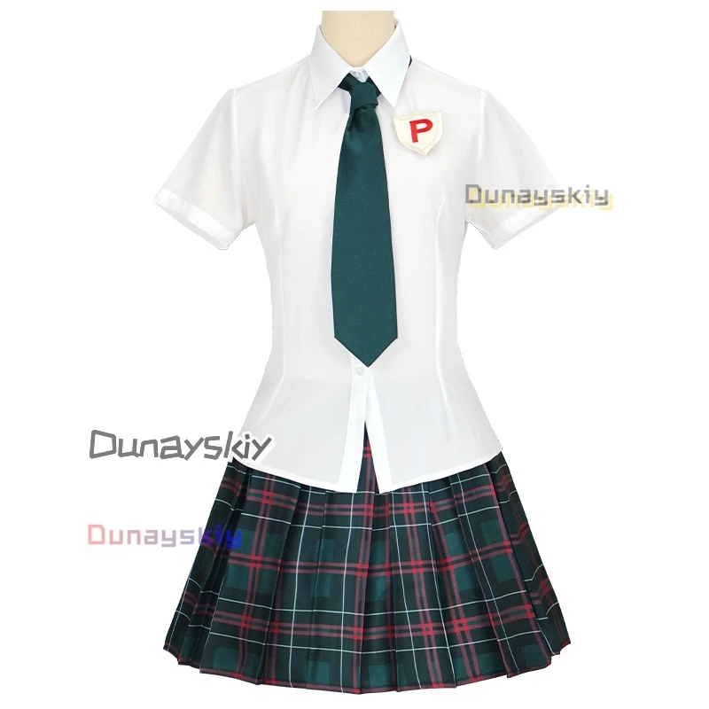 Anarquia cosplay calcinha & meia com cinta-liga calcinha traje peruca jk uniforme escolar gravata saia camisa branca acessórios de cabelo longo