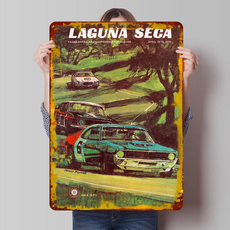 Trans American Sedans Championship April 1970 Poster Customized Vintage Metal Signs Wall Art Retro Tin Plaque for Fans Man Cave
