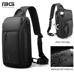 Bolsa de ombro impermeável para homens e mulheres, bolsa crossbody USB, viagem curta, estilinete no peito, estilista, 2023