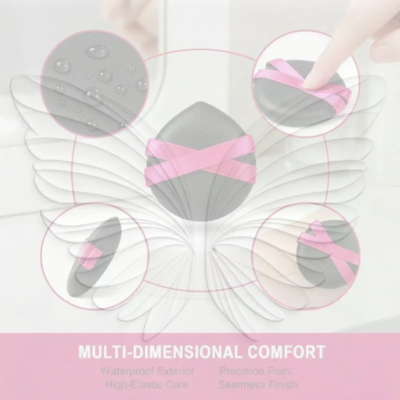 Makeup Sponge Puff Soft Non-Absorbent  with Pink Strap 1/3Pcs/Box for Makeup Beginners Foundation Use