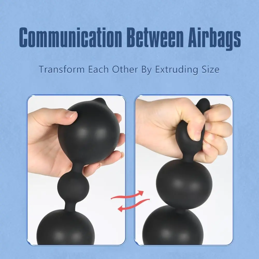 ปลั๊กเป่าลม, ปั๊มลมลูกปัดซิลิโคน, ของเล่นแบบถอดได้, เครื่องนวดต่อมลูกหมาก, ปรับขนาดได้, ของเล่นสำหรับผู้ใหญ่ชาย