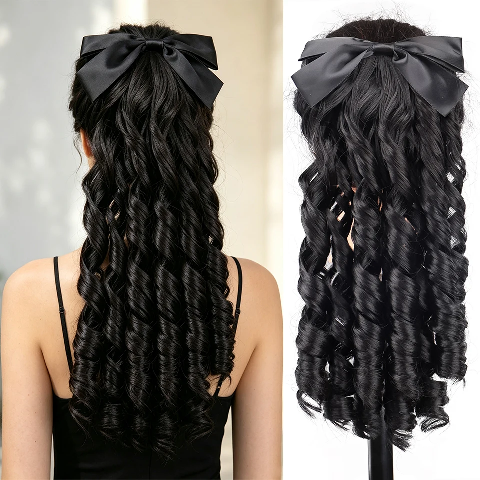 Synthetic Bow Ponytail Extensions, Retro Republican Style