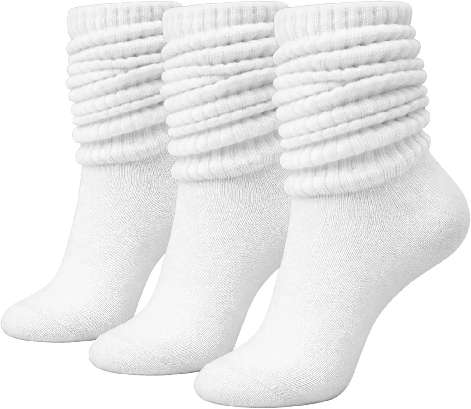

Women's Winter Lace Scrunch Slouch Socks, 3 Pairs Crew Knee High Extra Long Bulk Pack