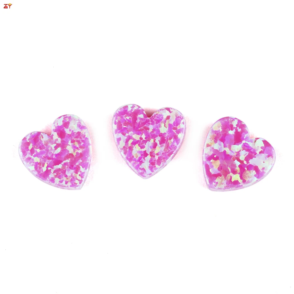 Lovely Pink 10mm Heart Shape Jewelry Flash Gemstone Synthetic Fire Opal OP10 Pink Heart Pendant