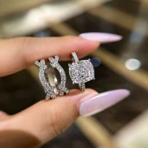 Luxury CZ Ring Set】Full-Cut Zirconia Stackable Rings | 925 Silver Plated Women's Jewelry | Glamorous Party Accessories