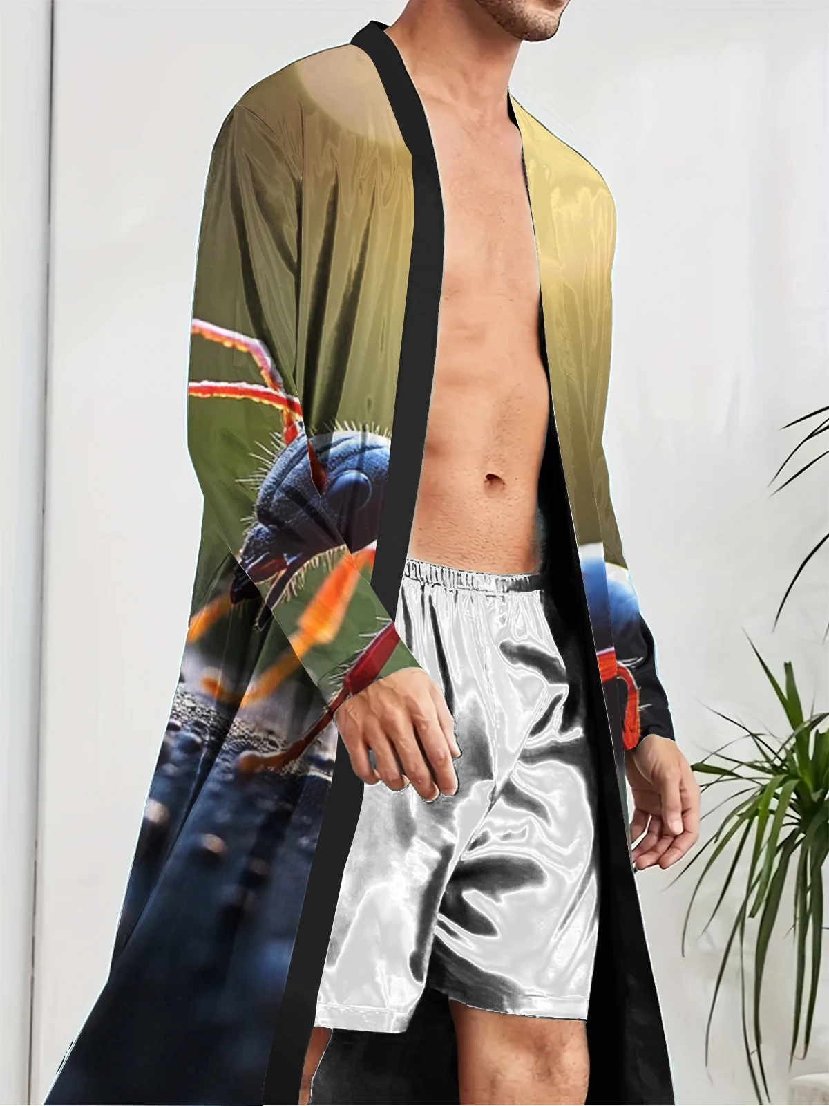 

Men's Bathrobe 2026 Pajama Bathrobe Men's Printed Long Pajama Fun Pajama, Quick Drying and Non Fading