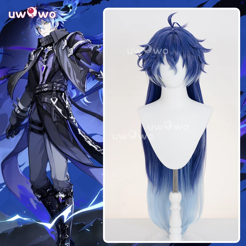 

UWOWO Flins Wig Game Genshin impact Flins Cosplay Wig Kyryll Chudomirovich Flins Wig Long Hair Blue Hair Halloween Wig