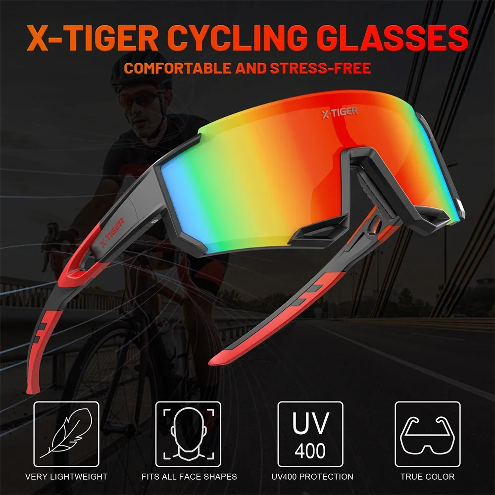 X-TIGER Polarized Sports Sunglasses Road MTB Bicycle Riding Protection Goggles Mens Womens Cycling Glasses Running Fishing Golf