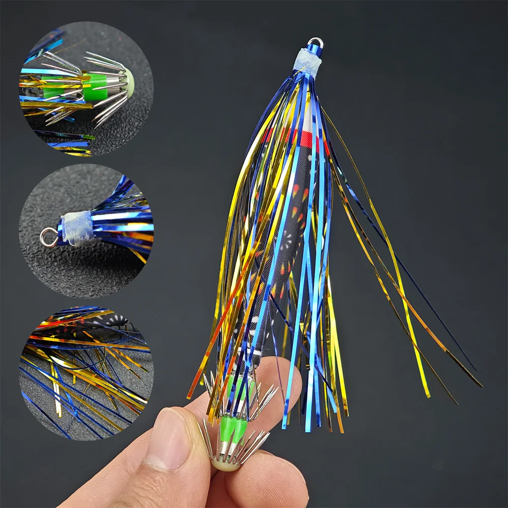 5 قطعة/المجموعة توهج خطاف صيد على شكل سمكة إغراء الروبيان الصيد إغراء مضيئة الأخطبوط لوازم الصيد الحبار الصيد اكسسوارات الحبار الرقص #5