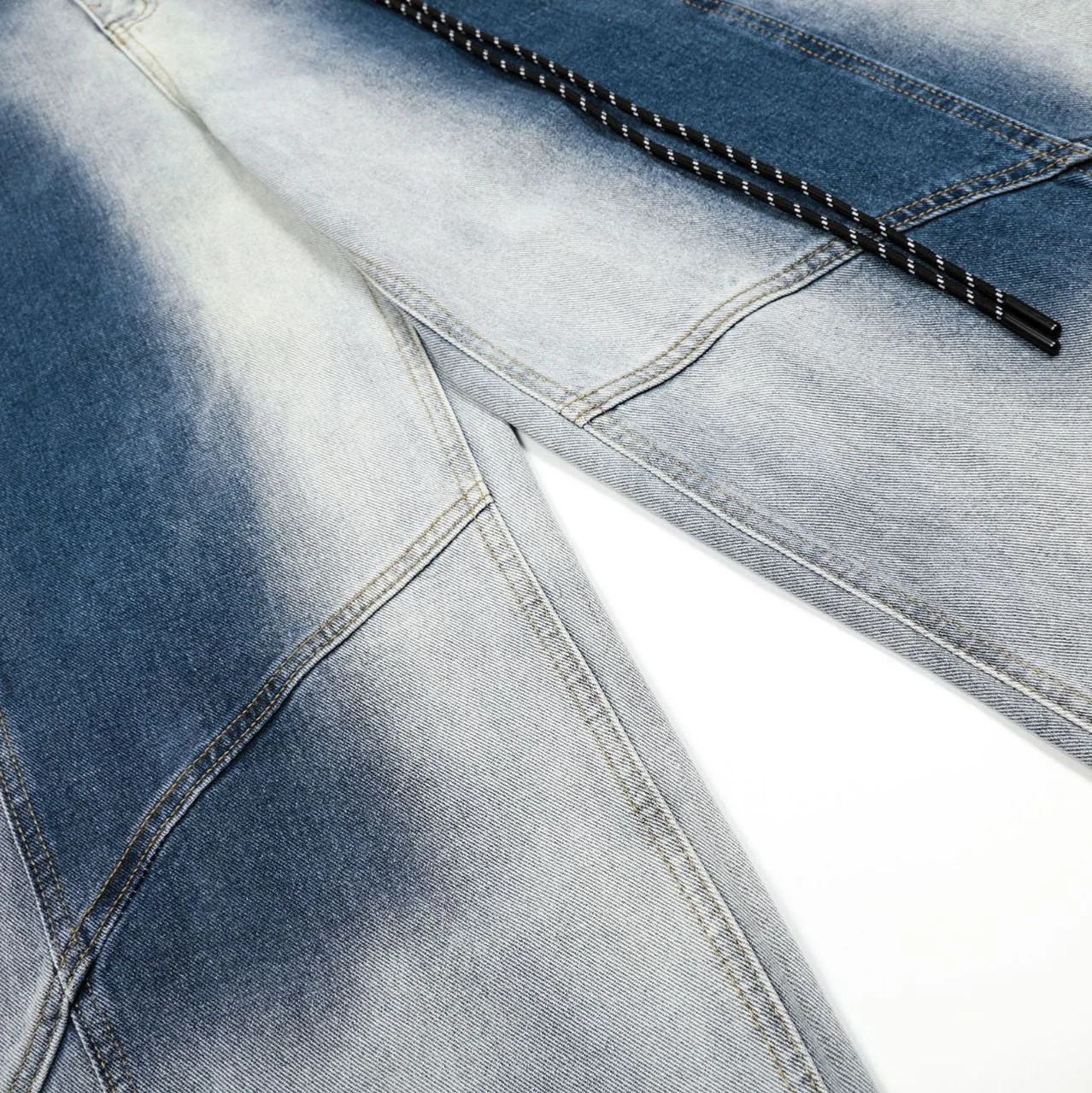 Celana Jeans Pria Model Gradual Washed Desain Kepribadian High Street dari MWJLPWQ, Celana Denim Wide Leg Model Machete, Musim Gugur 2025 Terbaru 21641