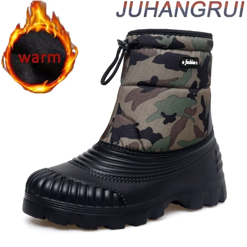 

Новые зимние мужские камуфляжные высокие ботинки, уличные кроссовки, водонепроницаемые зимние ботинки, мужские плюшевые теплые альпинистские ботинки, противоскользящие