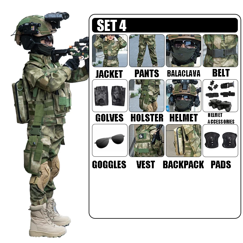 

Soldier Outfit for Kids Army Suit Kid Size 11 Year Old Boy Special Forces Costume for Kids Camouflage Kind Leger Outdoor Combat