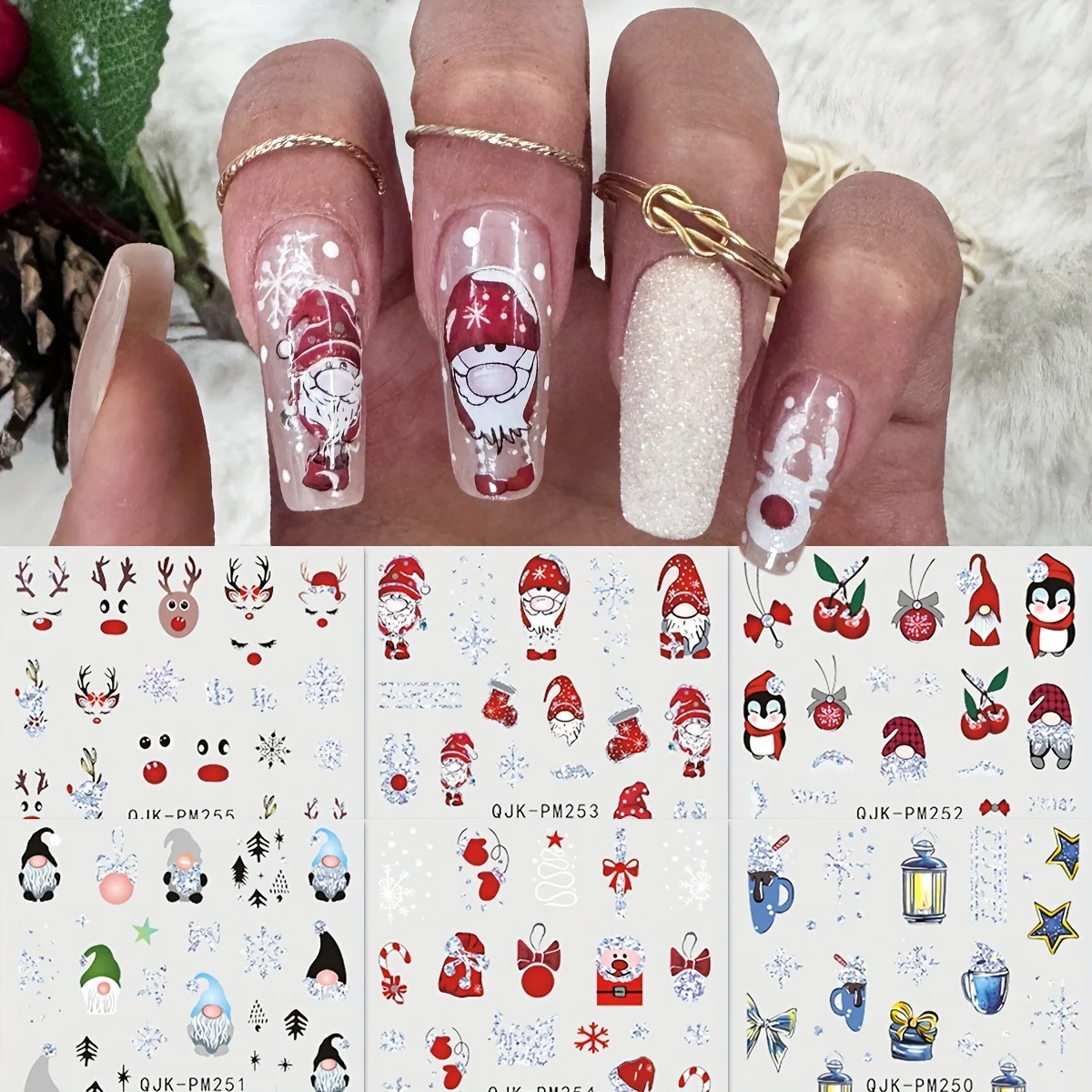 

6 листов, наклейки для ногтей в виде снежинок