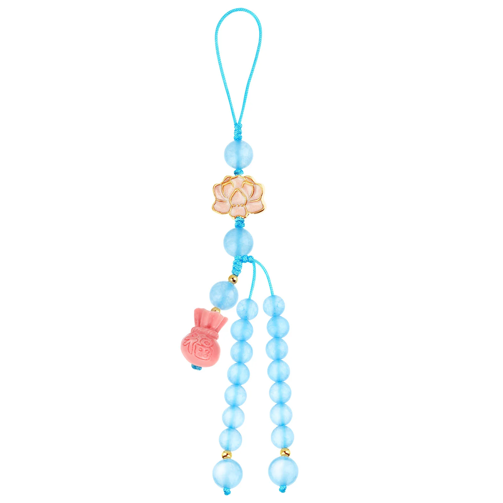 

Cellphone Lanyards Phone Charm Keychain Strap Beaded Pendant Simple Colors Lotus Decor Smooth Material