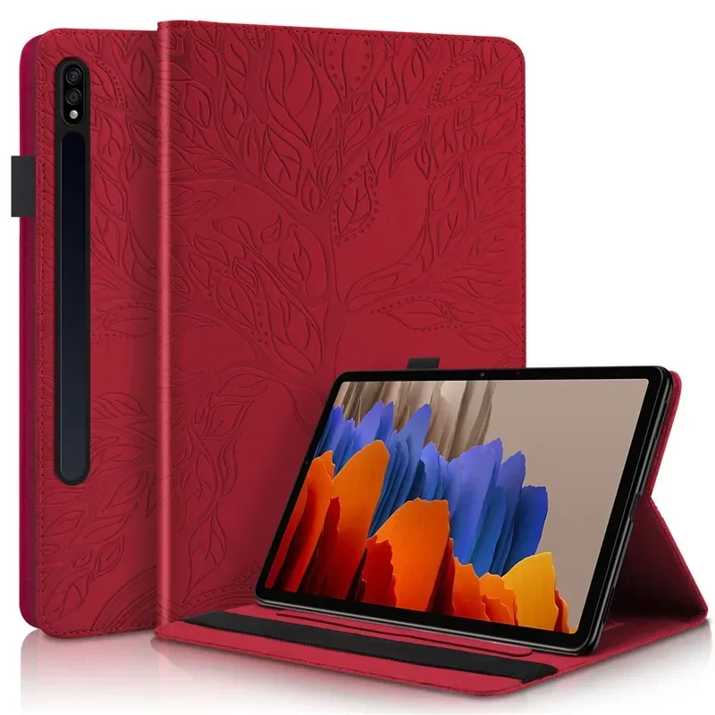 Coque for Samsung Tab S9 FE Case 10.9 inch Embossed Tree PU Leather Flip Tablet Cover for Funda Galaxy Tab S9 FE S8 S7 Case 11\