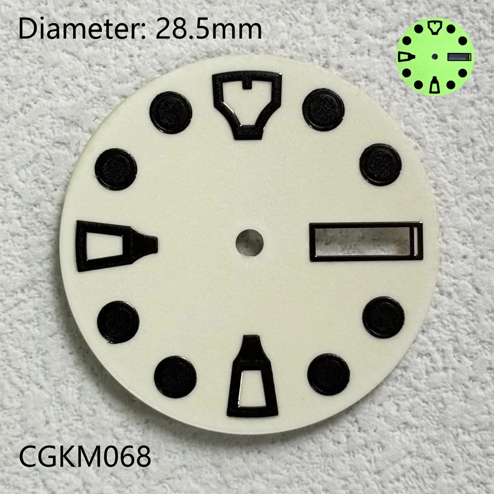 28.5mm Sterile Dial White Green Luminous Dial Customizable DIY Dial NH Dial 35/36 Dial Movement Watch Replacement Accessories