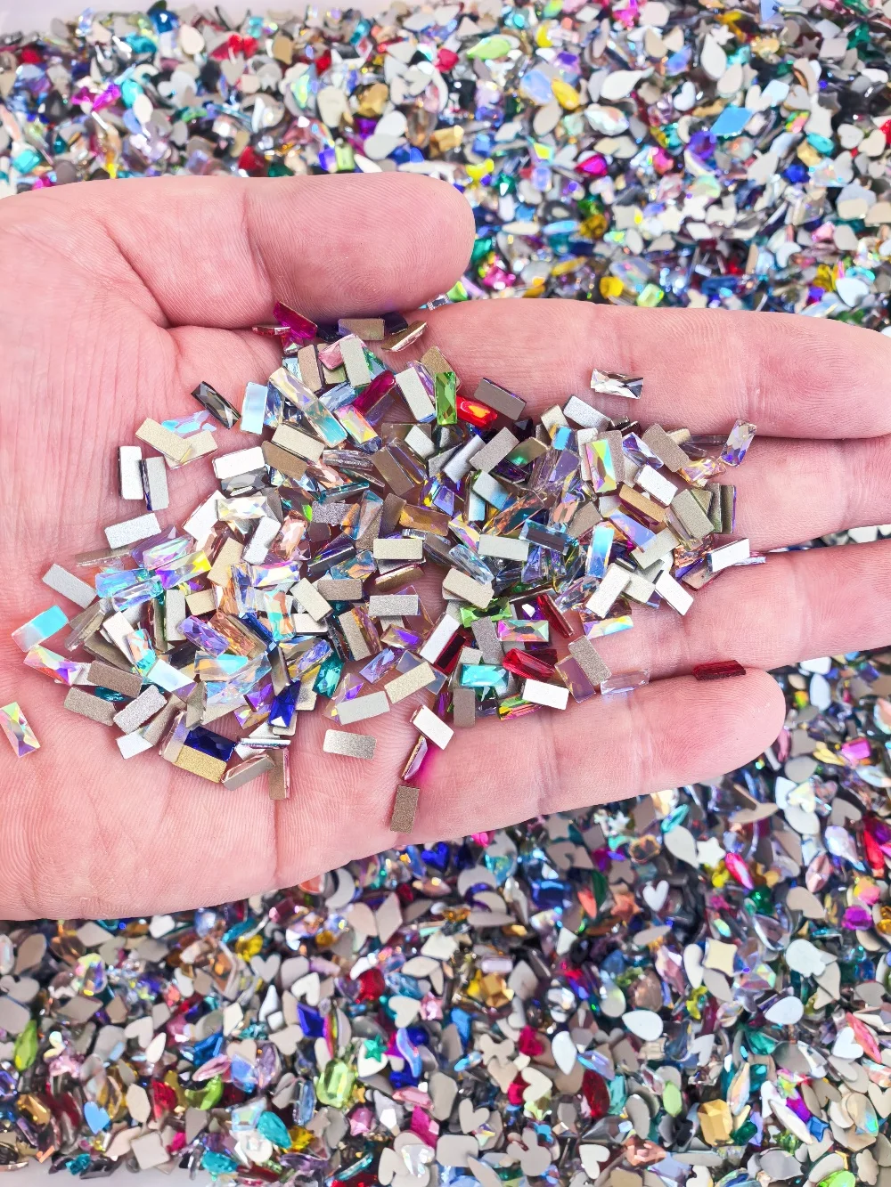 100/500pcs Rhombus Drop Mixed shape Boutique Flat bottom nail art rhinestones Glass crystal 3D nail decoration wholesale