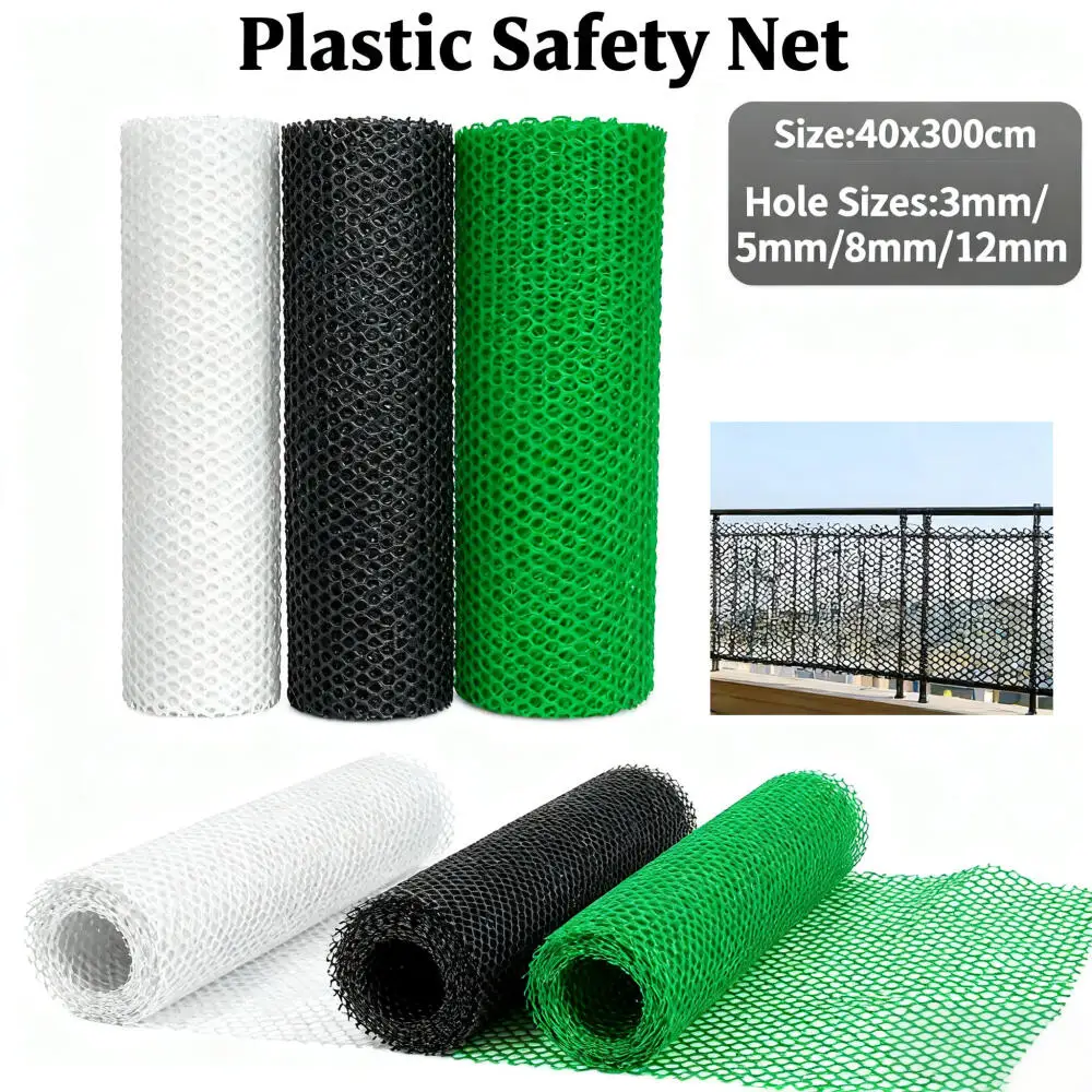 Plastic Mesh Fencing 40cm X 300cm, 3mm-12mm Hole Size, Chicken Wire for Garden, Pet Enclosure, Rabbit & Poultry Netting