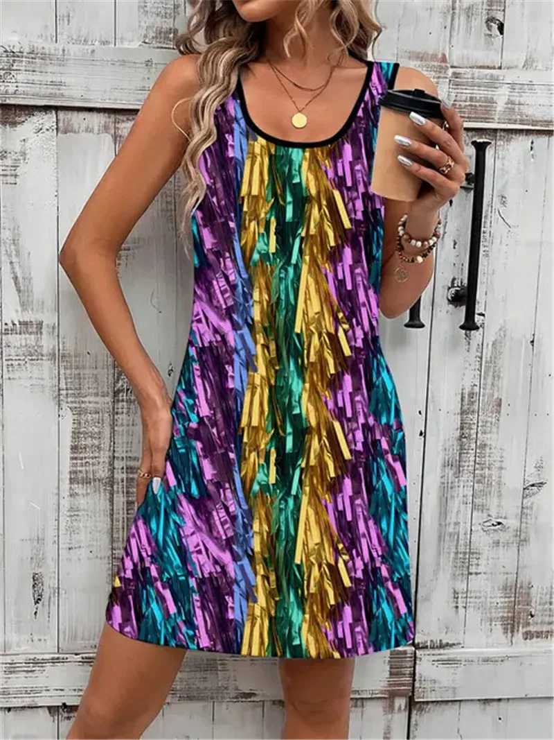 Fashion Love Heart Tie-dye Women Mini Dresses Summer Sleeveless 3D Print Gradient Street Ladies Dress 3XL Big Size Casual Dress