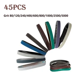 45Pcs 13x457mm Sanding Belts 80-5000Grit Replacement Band Wear-Resistant Grinding Belt Assorted for Metal Wood Fiberglass Rubber