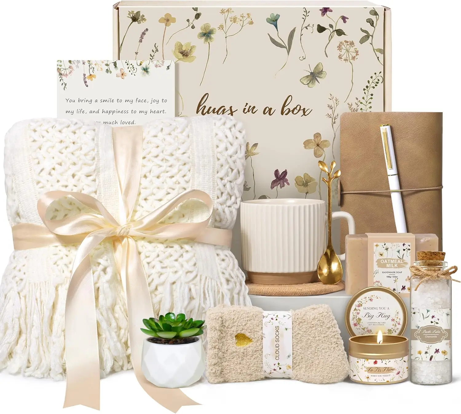 

Подарочный набор для заботы о себе для женщин - Спа-набор для релаксации с пледом, кружкой и другими аксессуарами