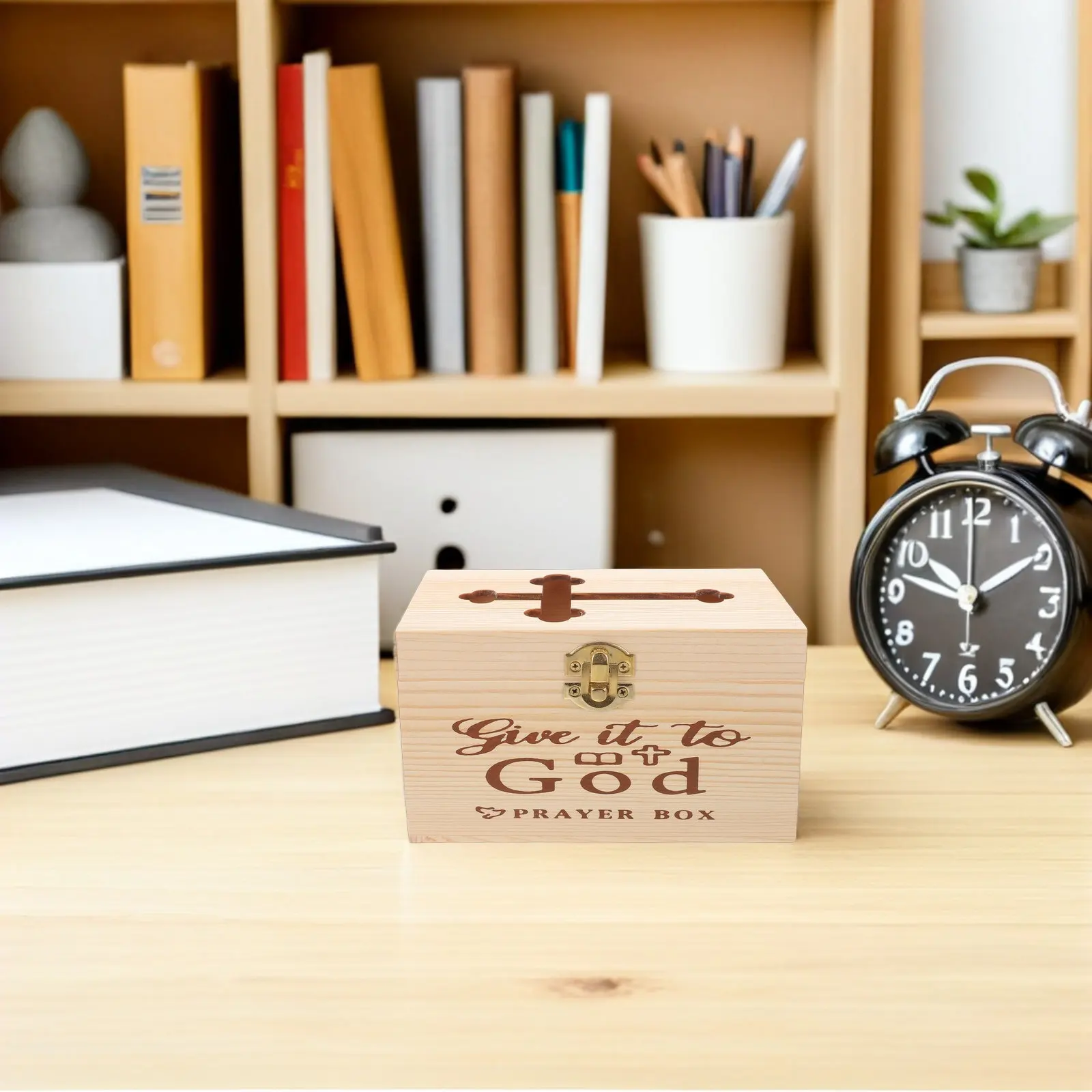 Caja de Madera de Pino para Oraciones, Pequeña Caja de Recuerdos Católica Cristiana, Caja de Almacenamiento de Joyas de Madera, Regalo Religioso, Primera Comunión