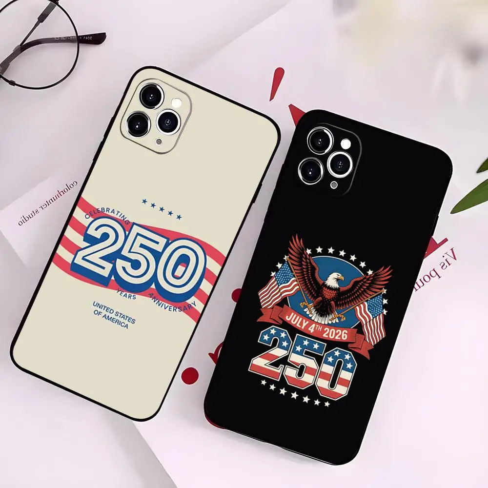 Capa de Silicone FREEDOM America 250º Aniversário para iPhone 17 Pro Max 16 15 14 Pro Max 13 11 Air Plus