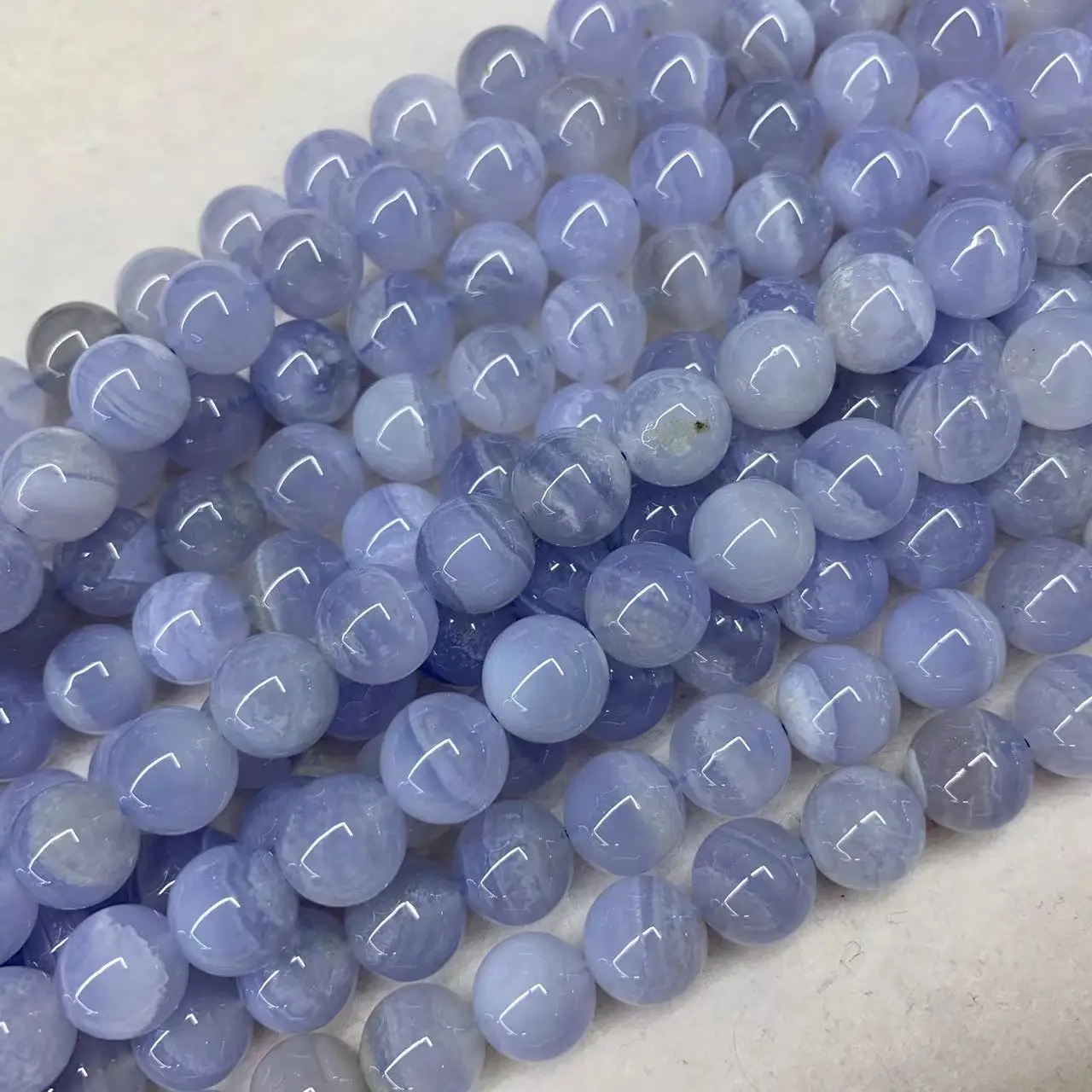 6mm 8mm 10mm Natural Brazil Blue Lace Agate/ Chalcedony Gemstone Diy Loose Beads For Jewelry Making Strand 15