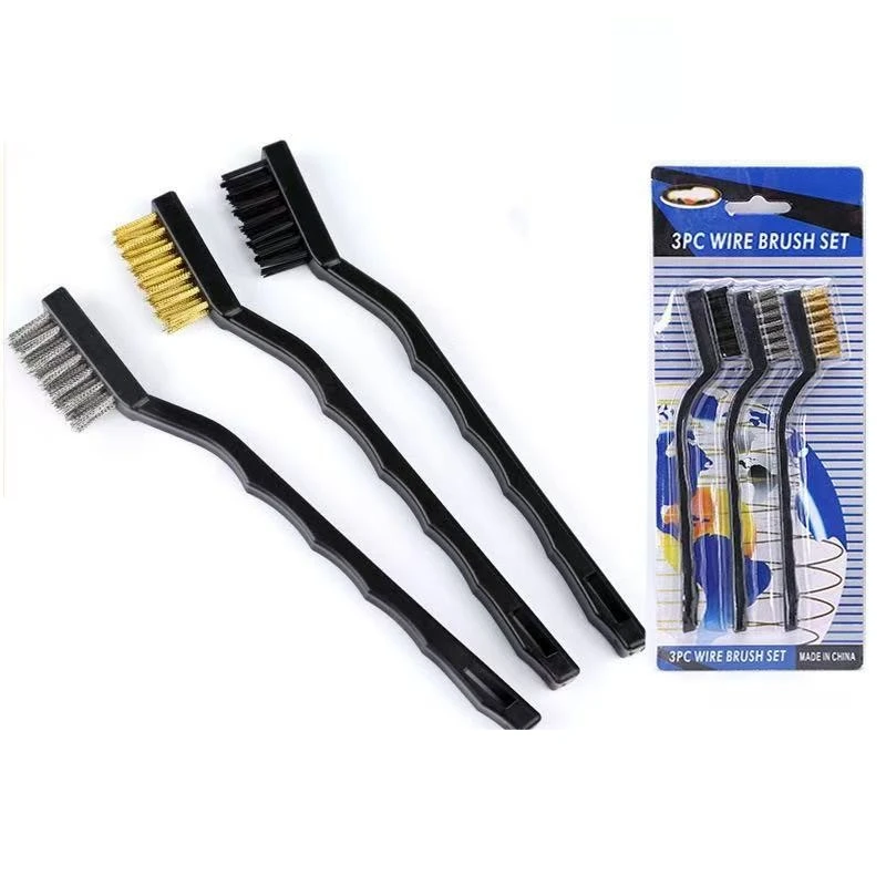 Wire Brush Set Curved Handle Brush Set For Cleaning Welding Slag And Rust Removal Industrial Scrubbing Brush