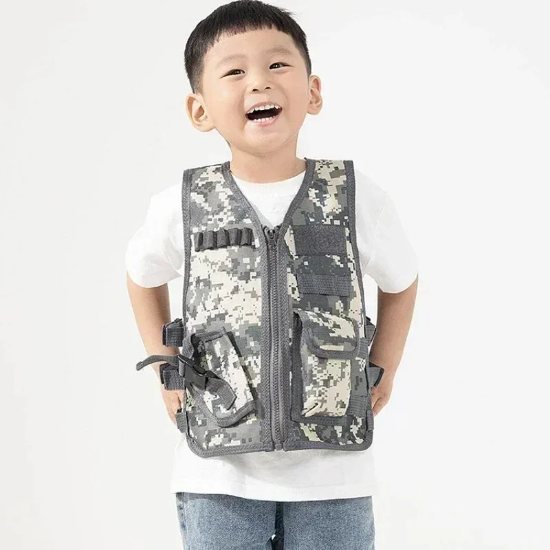 Chaleco táctico del ejército para niños, uniforme de combate de caza militar, disfraces especiales de las fuerzas, ropa de juego de guerra de la selva de camuflaje