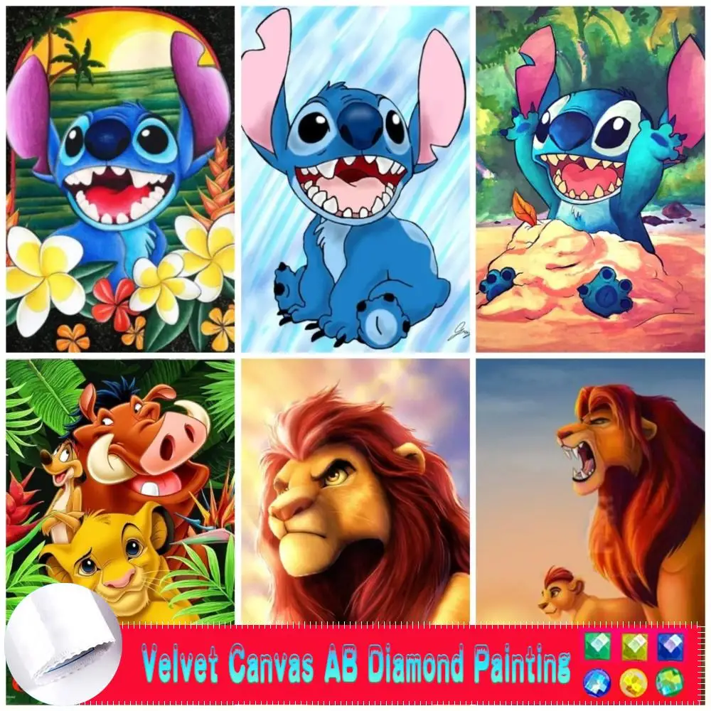 Disney 5d AB Velvet Canvas Diamond Painting Lilo Point Nani Diamond Mosaic decoration Children's Room Crafts Hobby Rhinestone