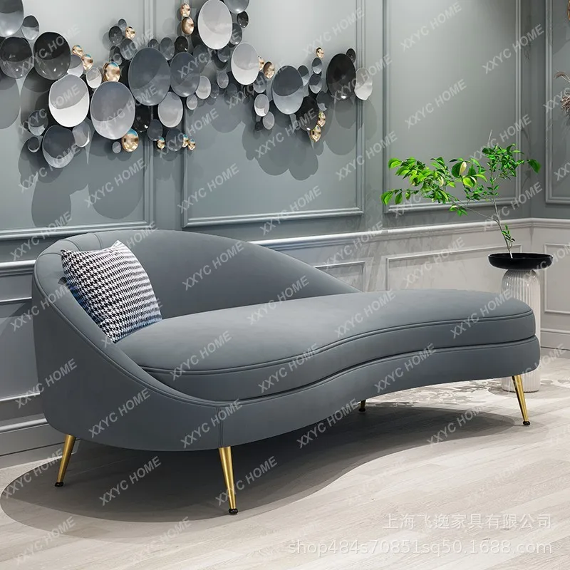 AA  Light luxury simple small apartment bedroom living room concubine chair sofa arc flannel fabric lazy beauty couch