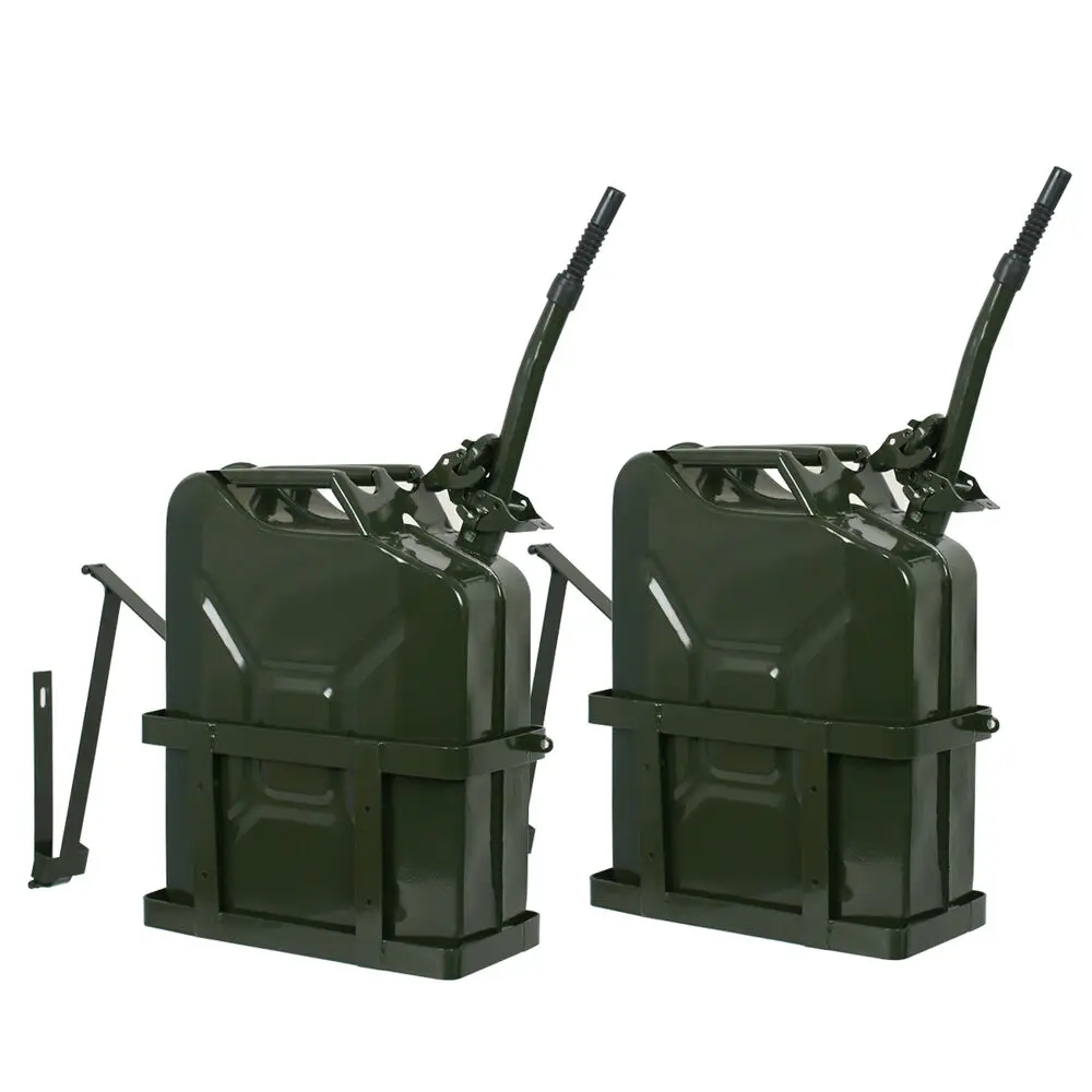 2PCS 5Gal 20L Army Backup Jerry Can Gasoline Can Metal Tank Emergency